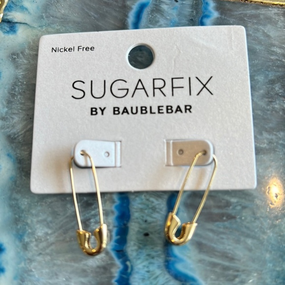 Sugar Fix‎ by baublebar gold safety pin hanging earrings